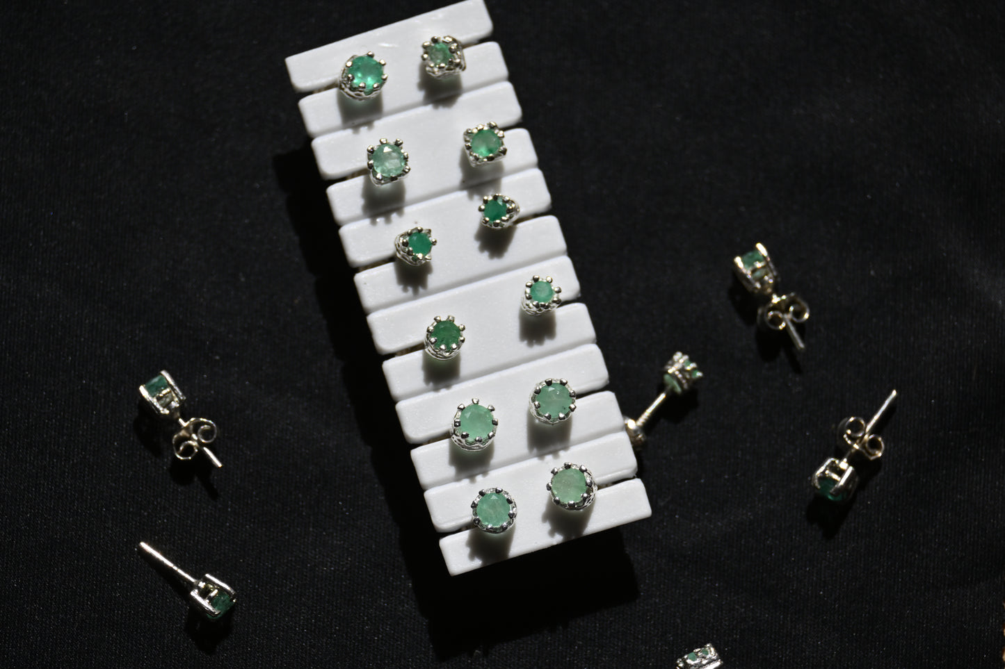 Handmade Natural Colombian Emerald Earrings 925 Sterling Silver Jewelry