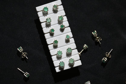 Handmade Natural Colombian Emerald Earrings 925 Sterling Silver Jewelry