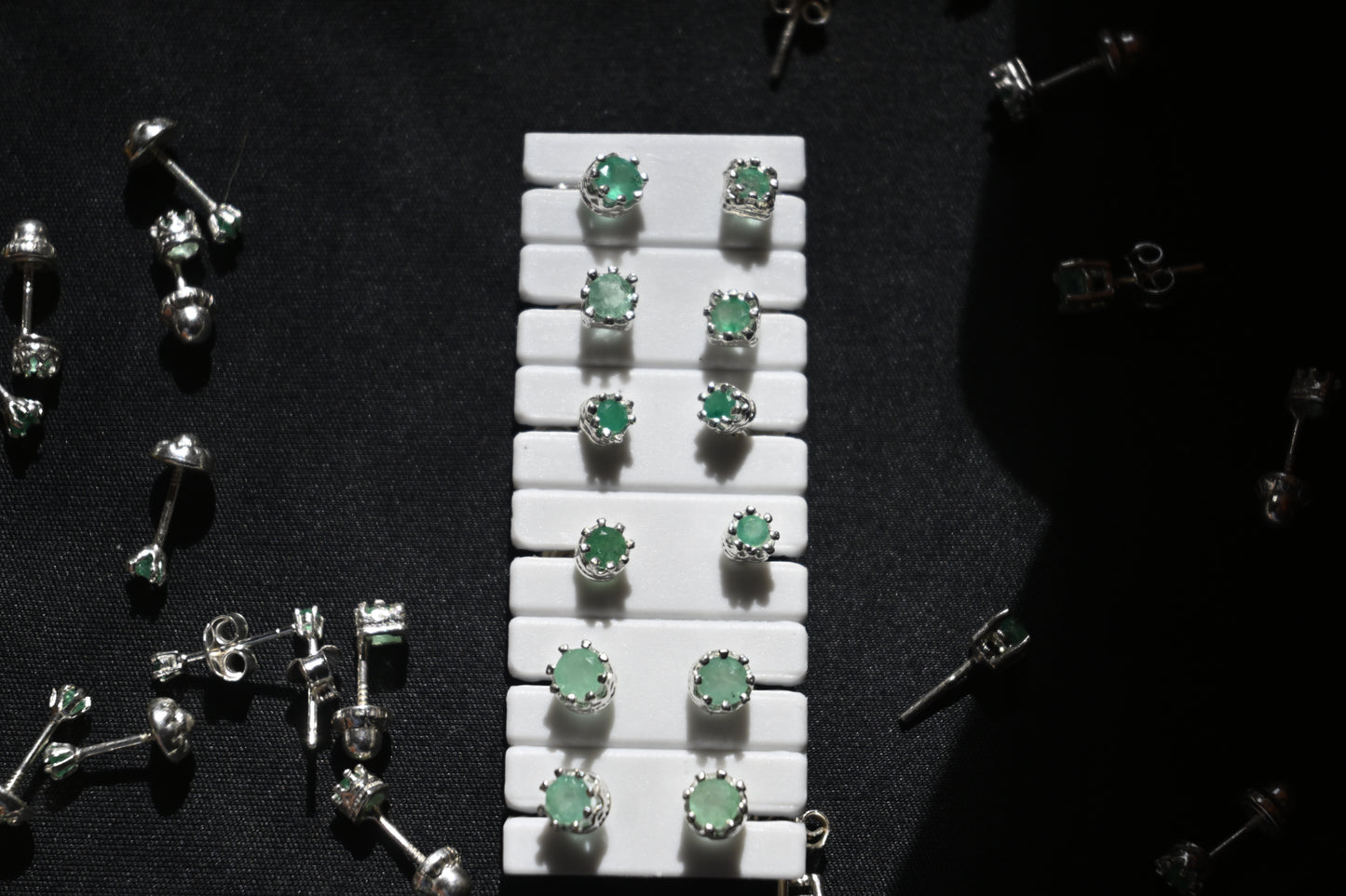 Handmade Natural Colombian Emerald Earrings 925 Sterling Silver Jewelry