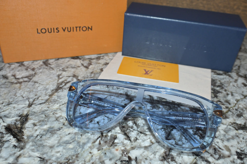 Lv Crystal Blue Shield sunglasses full set