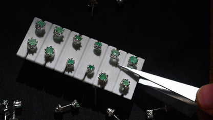 Handmade Natural Colombian Emerald Earrings 925 Sterling Silver Jewelry